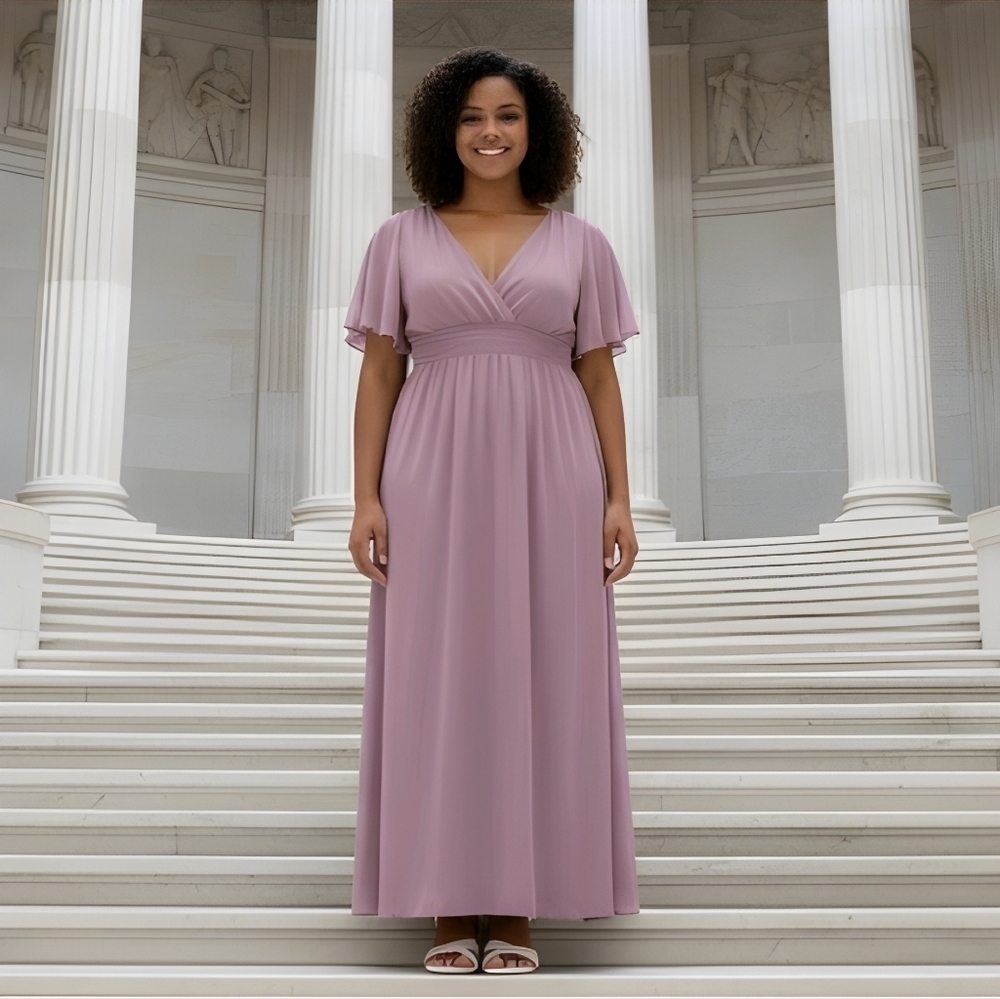 Show Me Your Mumu Emily Empire Maxi Dress Antique Rose Chiffon Size 1X